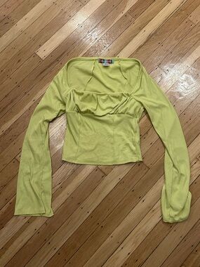 Urban Outfitters Lime Green Ribbed Long-Sleeve Top